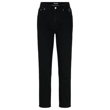 Dames Boss Straight-Fit Cropped Jeans in Zwart