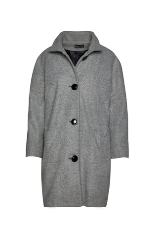 Wool Grey Coat with Upright Collar by Conquista Fashion