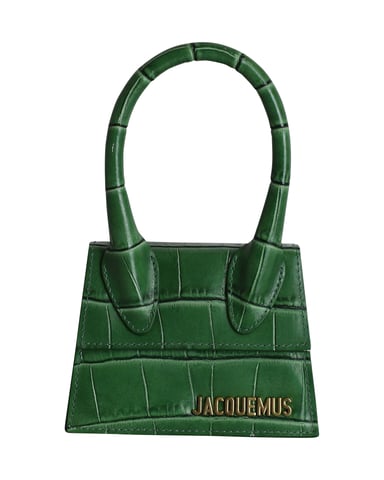 Jacquemus Croc Embossed Le Chiquito Mini Bag in Green Leather