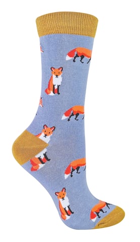 Miss Sparrow - Dames Animal Design BamboeSokken - Fox (Blauw)