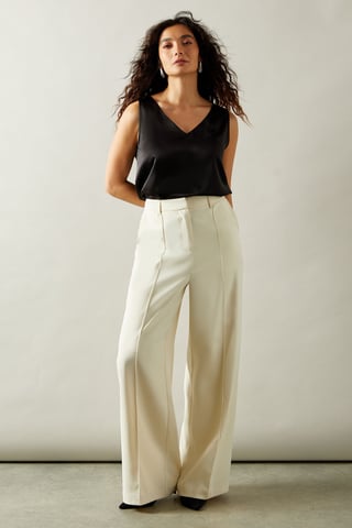 High Waist Pintuck Straight Trouser
