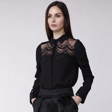 Scalloped edge lace shirt