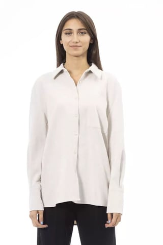 Alpha Studio Women's White Polyester Shirt
