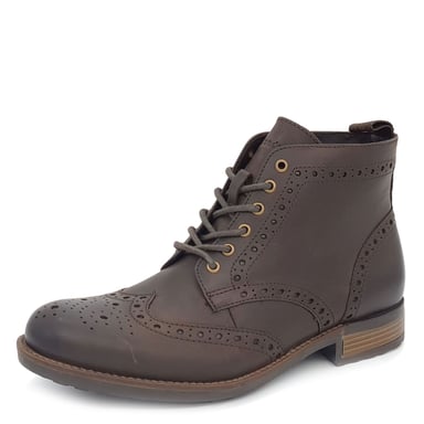 HX London Kingston Leather Brown Mens Lace Up Brogue Boots