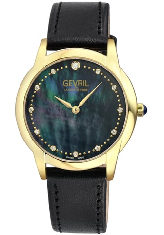 Gevril Airolo Swiss Diamond 13027 Leren Zwitserse Kwartshorloge