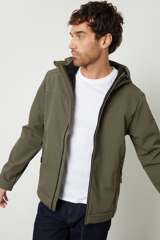 Khaki Fleece Lined Hooded Jacket