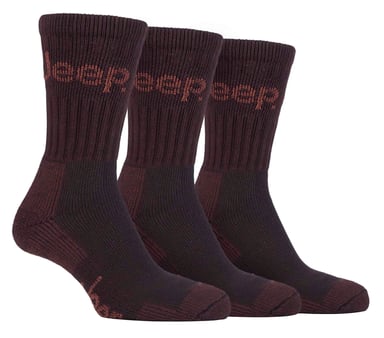 Heren 3 paar Jeep Cushion Sole Hiking werksokken - Bruin