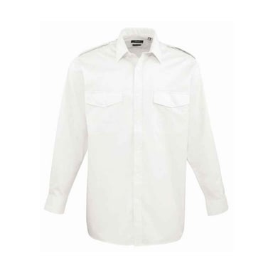 Premier Mens Long-Sleeved Pilot Shirt (White)
