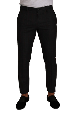 Dolce & Gabbana Men's Gray Check Wool Formal Trouser Dress Pants