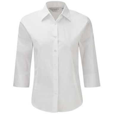 Russell Collection Ladies/Womens 3/4 Sleeve Easy Care Fitted Shirt (White)
