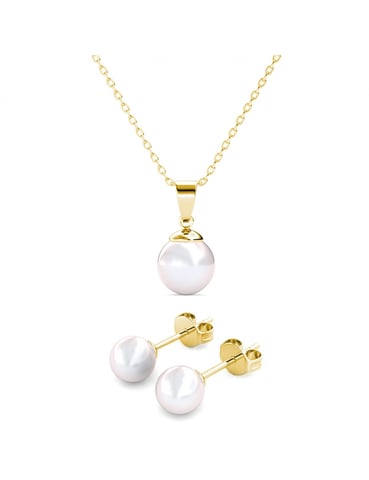 Mother Of Pearl Set - Gold And Crystal