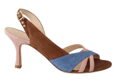GIA COUTURE Women's Multicolor Suede Leather Slingback Heels Sandals Shoes