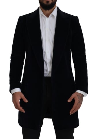 Dolce & Gabbana Svart Cotton Cardigan Lång Kappa Herr Herrjacka