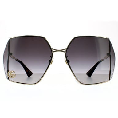 Gucci Square Womens Gold Grey Gradient Sunglasses