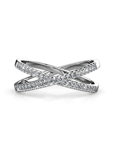 X Ring - Silver and Crystal