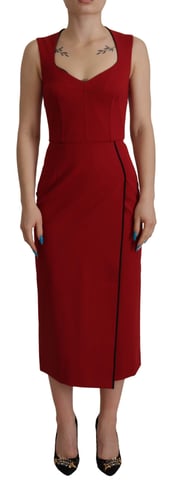 Dolce & Gabbana Röd Sweetheart Hals Bodycon Midi Klänning för Kvinnor