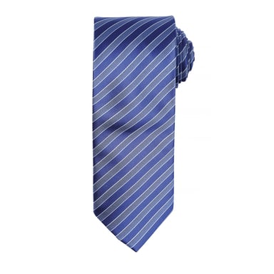 Premier Mens Double Stripe Pattern Formal Business Tie (Navy/Blue)