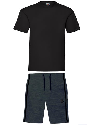 Enzo | Heren T-shirt & Korte Broek Loungewear Set - Zwart/Charcoal