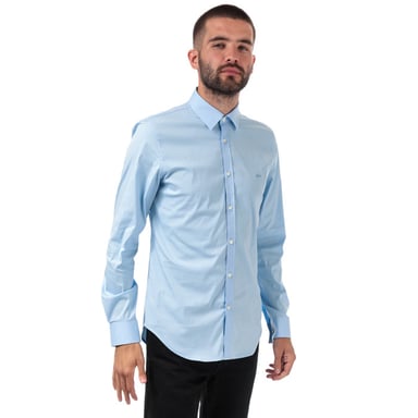 Men's Lacoste Slim Fit Stretch Cotton Poplin Shirt in Blue