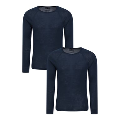 Mountain Warehouse Mens Merino Wool Base Layer Top (Pack of 2) (Navy)