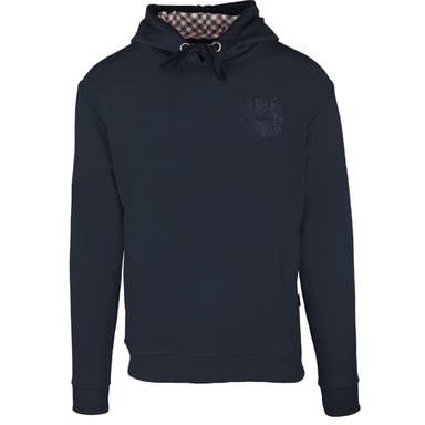 Aquascutum Monotone Aldis Emblem Logo Navy Blue Hoodie