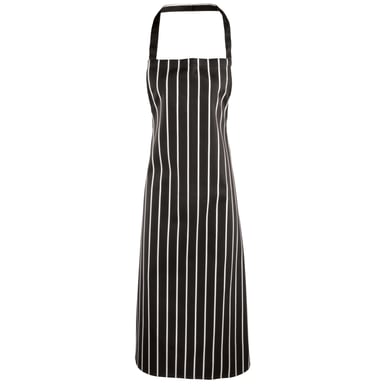 Premier Ladies/Womens Stripe Apron (Pack of 2) (Black/White)
