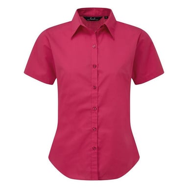 Premier Short Sleeve Poplin Blouse / Plain Work Shirt (Hot Pink)