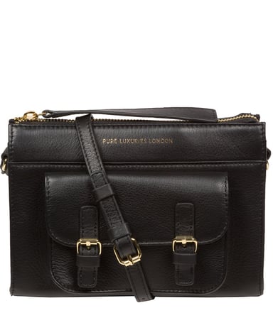 'Monica' Black Nappa Leather Cross Body Bag