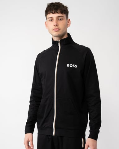 BOSS Orange Authentic Mens Loungewear Track Jacket in French Terry with Logo Detail