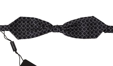 Dolce & Gabbana Black White Round 100% Silk Neck Papillon Men's Tie