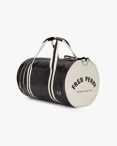 Winkel Voor Fred Perry Classic Barrel Polyester Zwarte/Ecru Schoudertas