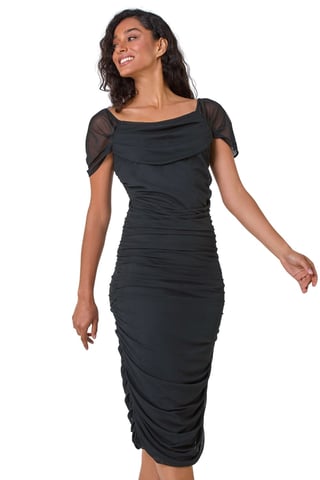 Ruched Mesh Stretch Dress
