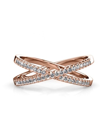 X Ring - Rose Gold and Crystal