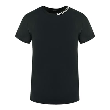 Balmain Bold Logo On Collar Black T-Shirt