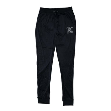 Girl's Juicy Couture Glitter Velour Joggers in Navy