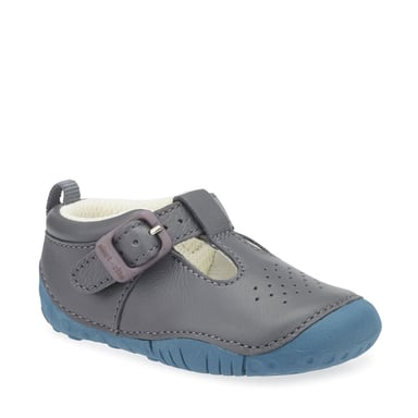 Start-Rite Baby Jack T-Bar Leather Pre-Walker Shoes - Grey