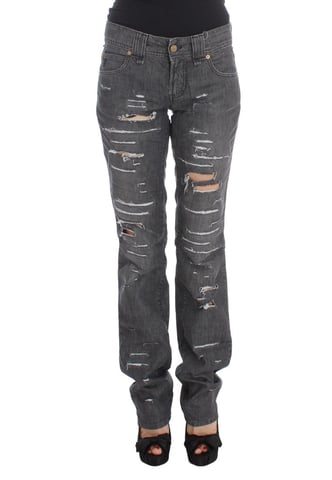 John Galliano Dam Gråtvättad Bomulls Torn Rakt Snitt Jeans