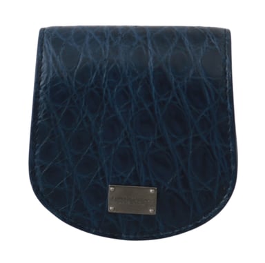 Dolce & Gabbana Men's Blue Holder Pocket Wallet Blue Exotic Skin Condom Case