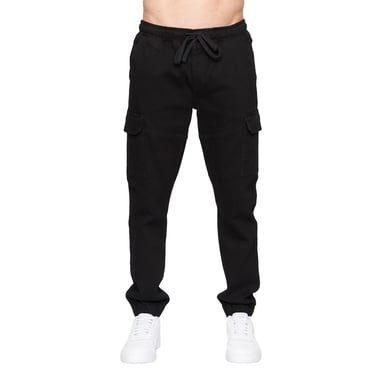 Crosshatch Mens Malimore Cuffed Ankle Cargo Jeans (Solid Black)