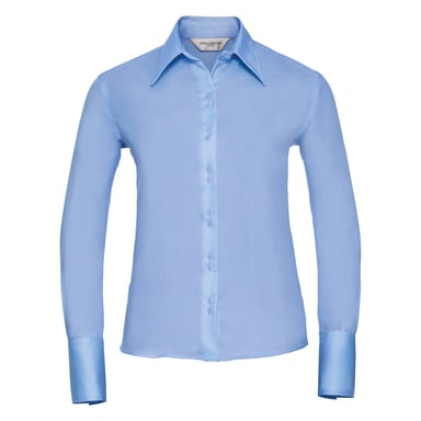 Russell Collection Ladies/Womens Long Sleeve Ultimate Non-Iron Shirt (Bright Sky)