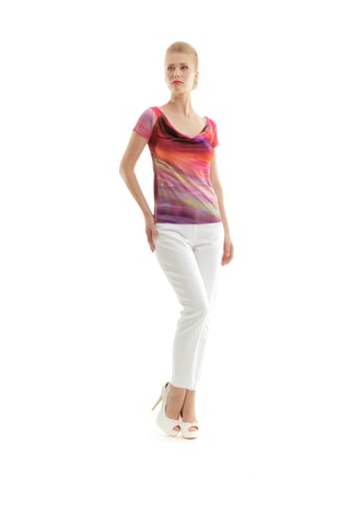 Top met korte mouwen en print van Conquista Fashion