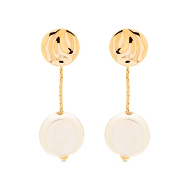 Luxenter Vidthas white pearl earrings in 18K yellow gold finish