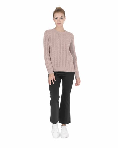 Crown Of Edinburgh Cashmere Womens Round Neck Sweater Coe 0033 Pink