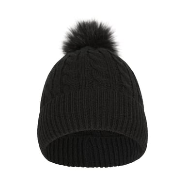 Mountain Warehouse Womens/Ladies Pom Pom Faux Fur Lined Beanie (Black)
