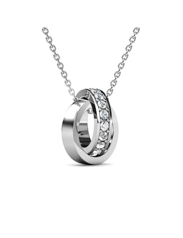 Circle Hoop Pendant - Silver and Crystal