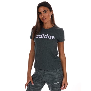 Women's adidas Essentials Linear Slim T-Shirt in Charcoal Marl