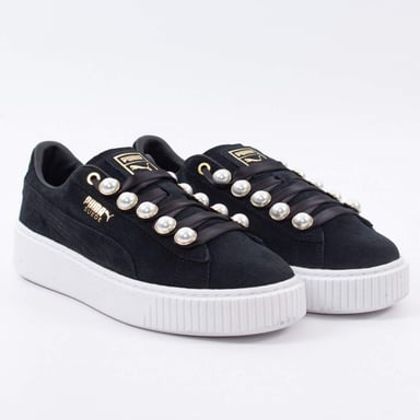 Puma Femme Wildleder Plateau-Sandalen mit Glitzer
