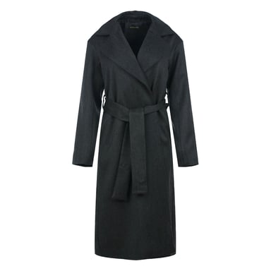 Sophisticated Onyx Wool-Blend Trench Coat