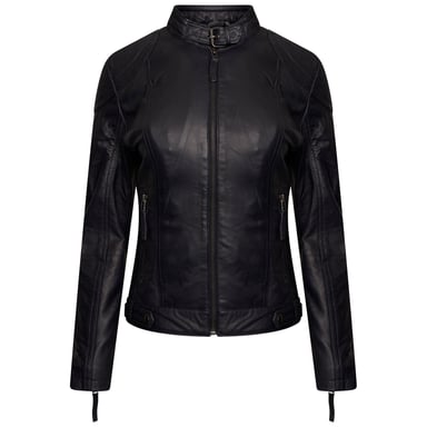 Elle Ladies Leather Jacket Navy