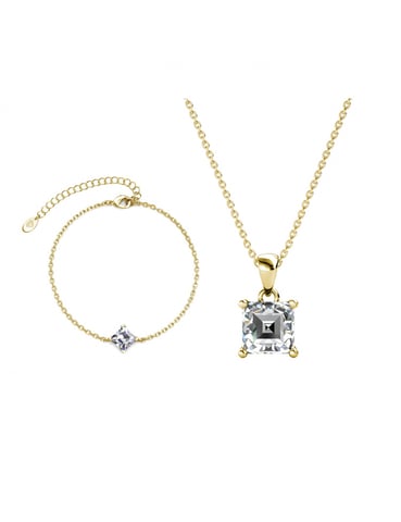 Simple Square Calle Set - Gold and Crystal